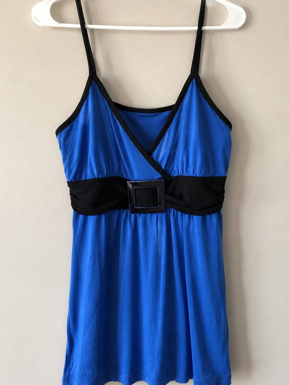 Vintage Couture Blue Black Buckle Cami Top Plus Size 2X